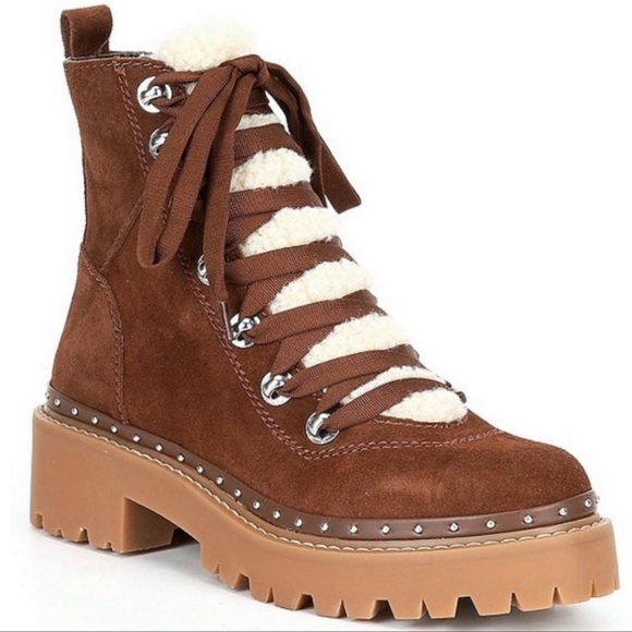 Steve Madden Rainier cognac suede leather platform lace up combat boots 10 - Picture 1 of 10